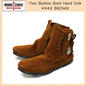 MINNETONKA(ミネトンカ)Two Button Boot Hard Sole(トゥーボタンブーツハードソール)#442 BROWN レディース MT093-5(約22cm)