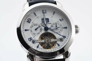 美品 稼働品 ロイヤルアルマーニ スケルトン AP1000 カレンダー ラウンド シルバー 自動巻き メンズ 腕時計 ROYAL ARMANI　