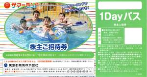 東京都競馬　株主優待券　東京サマーランド　株主ご招待券　１Day パス　２０２４年１０月１４日迄　１～９枚有②