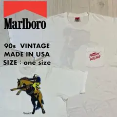 【即日発送・US古着】90s 米国製　マルボロ　カウボーイ　ポケットT  白