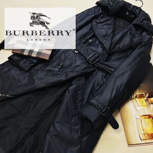 h61 超美品【極暖ダウン90%】参考価格14万●BURBERRY BLACK LABEL●綺麗なシルエット〜高級トレンチダウンコート バーバリー38 M