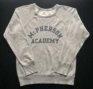 Champion ラグランスリーブ クルーネック スウェット Mc PHERSON ACADEMY Lサイズ オックスフォードグレー　ロチェスターコレクション