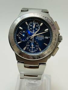 動作未確認　SEIKO セイコー WIRED ワイアード 7T62-0A50 ブルー 文字盤 クロノグラフ クオーツ メンズ 腕時計