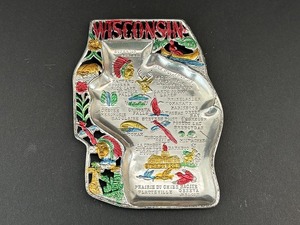 USA ヴィンテージ スーベニア アッシュトレイ ウィスコンシン州 Wisconsin 灰皿 1950s 1960s vintage souvenir Antique ashtray [va-357]