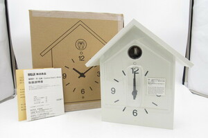 ZA602/デッドストック 無印良品 鳩時計 大 箱 取説付 CUCKOO CLOCK L WHITE ホワイト MUJI 時計 未使用 保管品