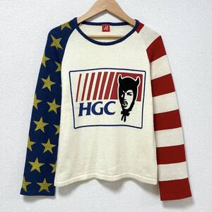 90s 00s HYSTERIC GLAMOUR 星条旗 デビルガール ニット カットソー ヒステリックグラマー 薄手 セーター Y2K VINTAGE archive 4090147