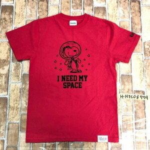 美品！Laundry ランドリー メンズ 宇宙飛行 スヌーピー バックプリント フロッキープリント 半袖Tシャツ 小さいサイズ XS 赤