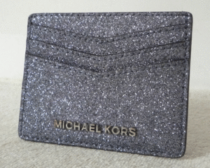 良品　マイケルコース　MICHAELKORS　グリッター　シルバー　銀色　定期入れ　名刺入れ　パスケース