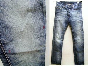 即決[W29]Dior Homme 08SS クリス期 UNDER MY CAR アンダーマイカー ペンキ加工 ペイント ストレッチ 8E3111740711 デニム パンツ■722