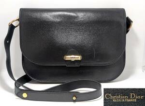 ●Christian Dior/クリスチャンディオール●ヴィンテージ レザー ショルダーバッグ ブラック●本革 黒 2WAY