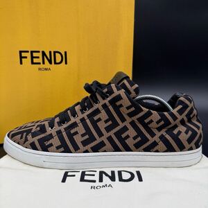 1円 【美品】 FENDI フェンディ 【圧倒的高級感】 ズッカ ファブリック FFロゴ 総柄 メンズ ローカット スニーカー シューズ 靴 27cm相当