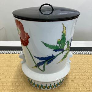 茶道具　香蘭社　水指　花図