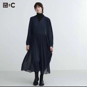 完売/ユニクロシー＊シフォンプリーツワンピース＊ダークネイビー