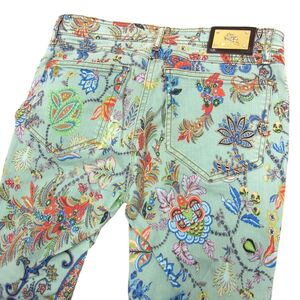 美品◆ETRO エトロ スキニーパンツ ストレッチ ペイズリー柄 花柄 総柄 マルチカラー デニムパンツ レディース