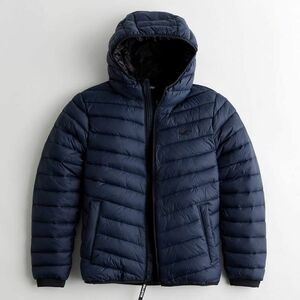 新品★正規品★Ｍサイズ！★ホリスターHOLLISTER★Puffer Jacket★未開封★刺繍ロゴ★ダークブルー