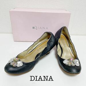 DIANA ダイアナ ビジュー ウエッジソール レザー パンプス 24