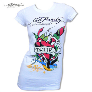 Ed Hardy　エドハーディー レディース　ベーシック　トゥルー　スワロー Tシャツ ホワイト XSサイズ