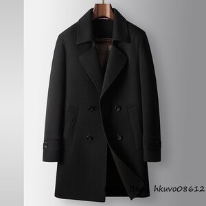 最上級◆ダウンジャケット メンズ ダブルフェース ビジネスコート ウールコート 厚手 超希少 WOOL100%*セレブ 紳士スーツ ロングコート 2XL