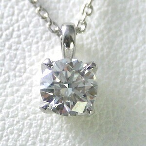 ダイヤモンド ネックレス 一粒 新品 プラチナ 0.6カラット 鑑定書付 0.650ct Gカラー SI2クラス 3EXカット H&C CGL 通販