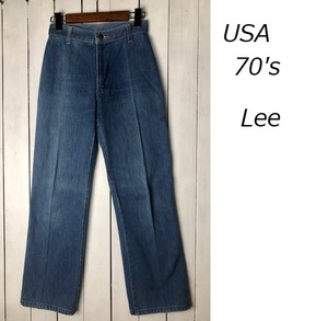 USA古着 70s USA製 Lee Juniors ブーツカットデニムパンツ ユニチケ付 42TALON オールド ヴィンテージ リー 　ヒッピー フレア kids ●127