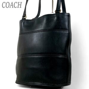 vintageCOACH オールド コーチ ハンドバッグ ブラック トートバッグ 肩掛け レディース メンズ 男女兼用 USA製 シンプル 9099 黒