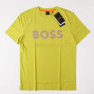 新品正規品 HUGO BOSS ヒューゴ ボス メンズ 半袖 コットン コントラストロゴ Tシャツ 大谷翔平 イエローグリーン XL