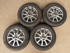 N327　送料無料　マナレイ　4Jx13 +42 PCD100 4穴　145/80R13　4本8～9分山　アルミ　13X4.00B　JWL-T　タント　ムーブ　ワゴンR