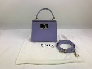 ☆FURLA フルラ 1927 レザー 2WAY ワンハンドル ハンドバッグ ショルダーバッグ （LILAS）　美品！　♯214093-33