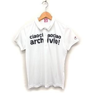 アルチビオ archivio ポロシャツ 半袖 プリント 薄手 40 ホワイト 白 /FT11 レディース