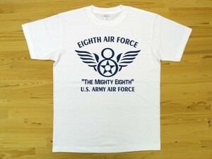 8th AIR FORCE 白 5.6oz 半袖Tシャツ 紺 M ミリタリー U.S. ARMY AIR FORCE the mighty eighth