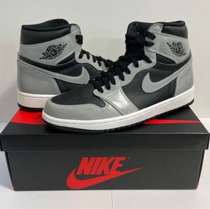 NIKE AIR JORDAN 1 OG SHADOW 2.0 ワックス加工 US9.5 27.5 ジョーダン1 555088-035 シャドー 2.0 