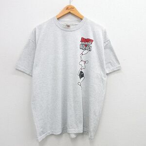 XL/古着 フルーツオブザルーム 半袖 ビンテージ Tシャツ メンズ 90s ボウリング クルーネック 薄グレー 霜降り 24jul26 中古