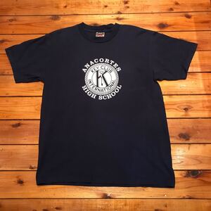 プリントTシャツ　KEY CLUB INTERNATIONAL カレッジ　ネイビー系　Tシャツ ONEITA Lサイズ USA古着 アメリカ古着