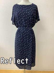 リフレクト (Reflect) ゆったりサイズ 黒紺にきなりとえんじの柄 ワンピース サイズ15