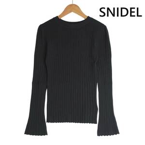 ◆美品 送料無料◆ SNIDEL スナイデル 伸縮快適♪ 長袖 リブ ニット セーター 黒 ブラック レディース F　2754F