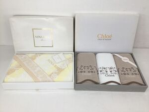 ●代TMK089-100【未使用品】クロエ Chloe フェイスタオル 3枚セット コットン / NINA RICCI ニナリッチ Maison バスタオル 1枚 元箱付き/a