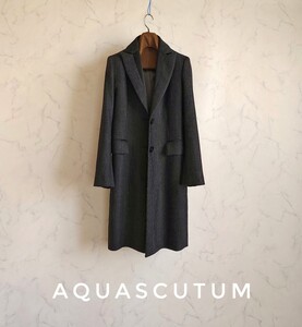 超高級 希少 Aquascutum セレブ御用達モダンチェスターコート シックスタイル 最高級イタリア産生地使用 アクアスキュータム 