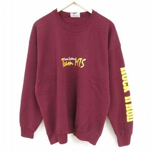 XL/古着 リー Lee 長袖 スウェット メンズ 90s チームMTS ロックンロール クルーネック エンジ 24jan23 中古 スエット トレ