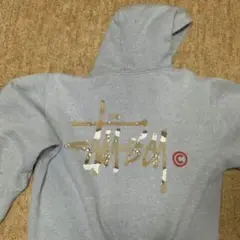 Stussy グレー フード付きパーカー XL