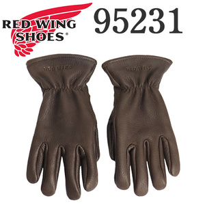 REDWING (レッドウィング) 95231 Leather Gloves レザーグローブ Lined Brown Buckskin 裏地付 ブラウン 鹿革 M