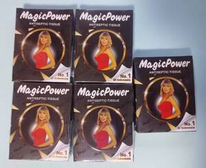 新品　マジックパワーティッシュ　Magic Power Tissue　ウェットティッシュ　１箱６枚入り　５個１組