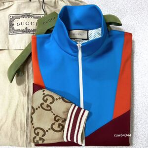 国内正規品 23Aw～ 極美品 XL GUCCI グッチ ジャンボGG カラーブロック ジップアップ トラックジャケット 純正ハンガー・ガーメント