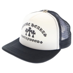 CHROME HEARTS クロムハーツ TRUCKER CAP トラッカーキャップ セメタリークロスプリントトラッカーメッシュキャップ ブラック/ホワイト