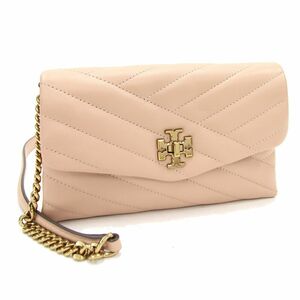 トリーバーチ ショルダーウォレット キラ シェブロン チェーン ウォレット 64068 ベージュ レザー TORY BURCH