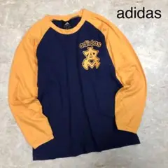 adidas アディダス ロゴプリント クルーネック ラグラン Tシャツ 150