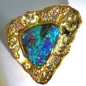 さとうくにを《K18 天然ダイヤモンド/天然ボルダーオパールループタイ》J 約9.4g boulder opal jewelry diamond ジュエリー EI6/FA1 E105