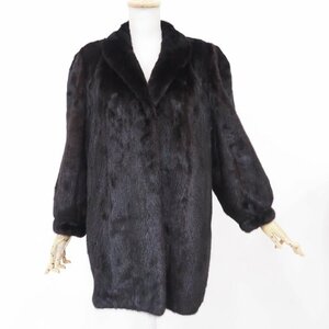 お値打ち品【 ★毛皮美品★ / Fur Star / 金 SAGA MINK ROYAL 】高級毛皮 ダークミンク ◆セミロング丈 80cm/黒色に近いDB/FREE◆V864Y