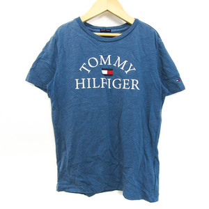 トミーヒルフィガー 半袖Ｔシャツ トップス ロゴT オーガニックコットン キッズ 男の子用 140サイズ ネイビー TOMMY HILFIGER