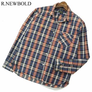 R.NEWBOLD ポールスミス 通年 ロゴ刺繍★ 長袖 チェック シャツ Sz.L　メンズ　A4T00448_1#C