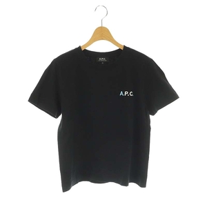 アーペーセー A.P.C. ロゴ刺繍Tシャツ カットソー 半袖 S 黒 ブラック /MI ■OS レディース